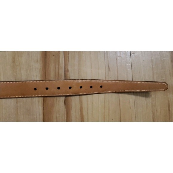 Trafalgar Leather Embossed Belt Size 36 Cognac Solid Brass Buckle Made in USA - Picture 10 of 10